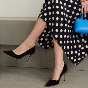 MANOLO BLANHIK - Black Suede 75mm BB Pumps - 39.5